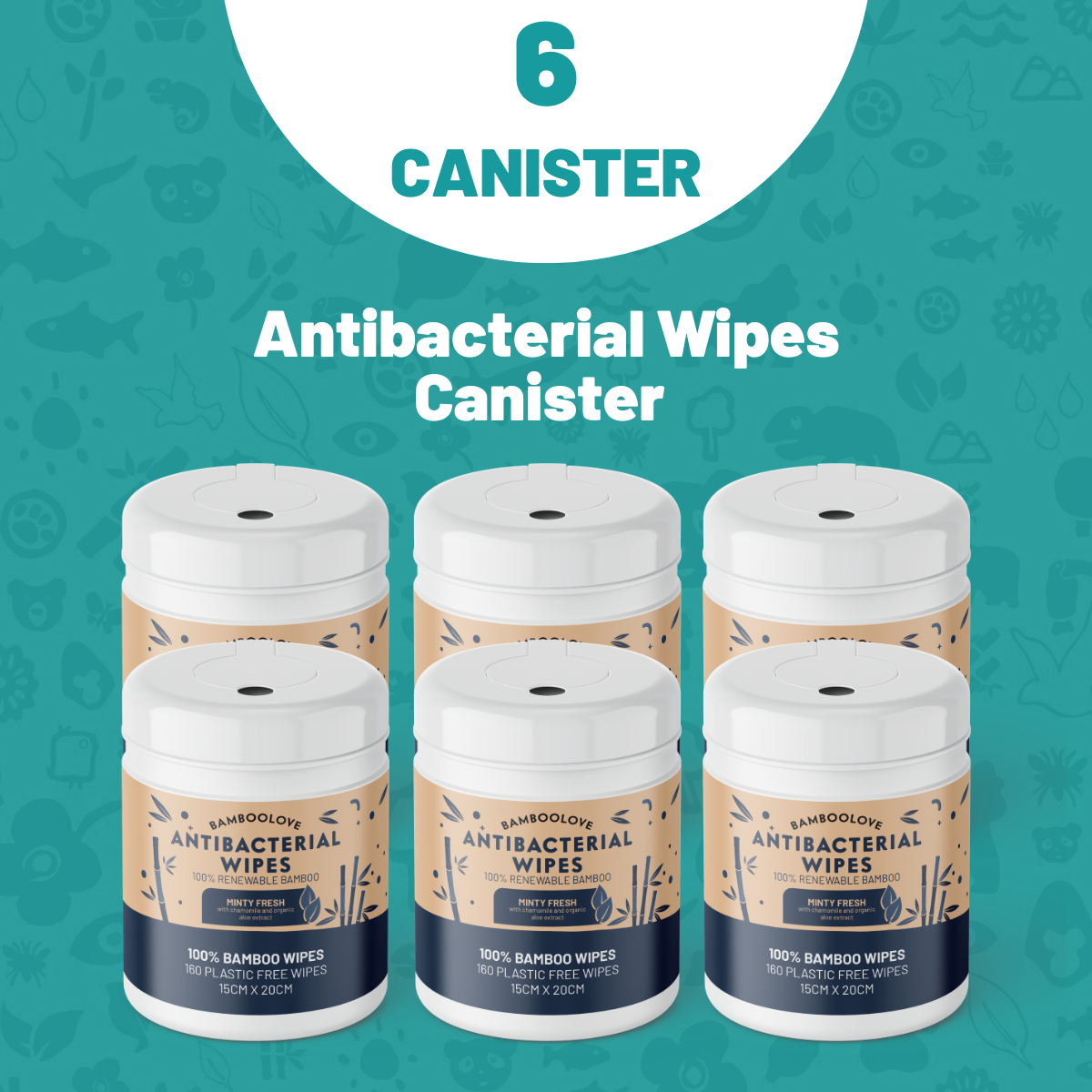 Bamboo Antibacterial Wipes | 6 Canister