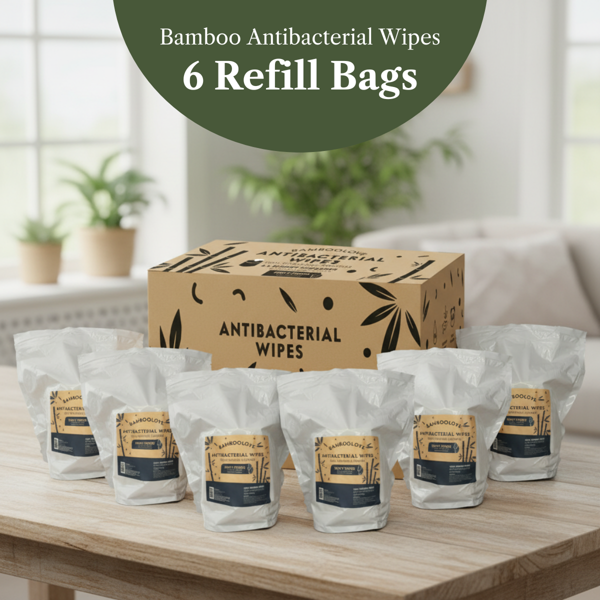Bamboo Antibacterial Wipes | 6 Refill Bags