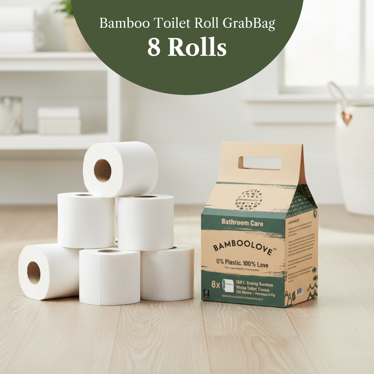Bamboo 3-Ply Toilet Roll GrabBag | 8 rolls