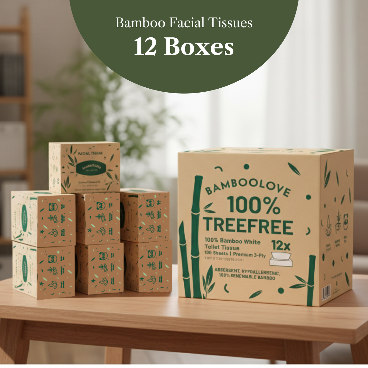 Bamboo Facial Tissues 12 boxes