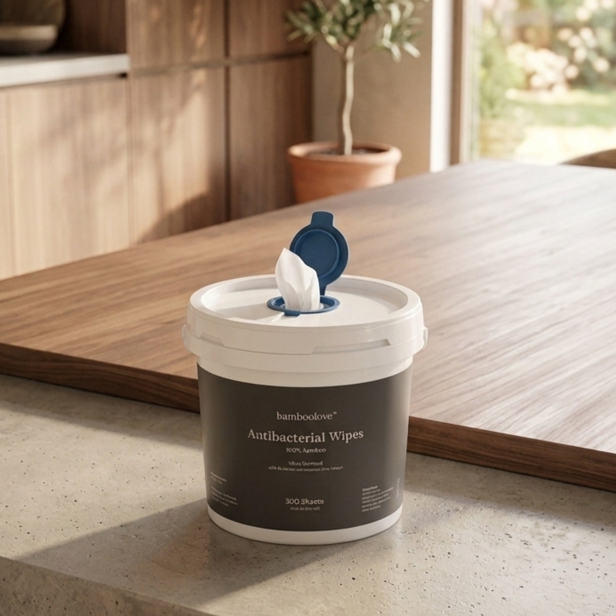 Bamboo Antibacterial Wipes Bucket | 300 Wipes
