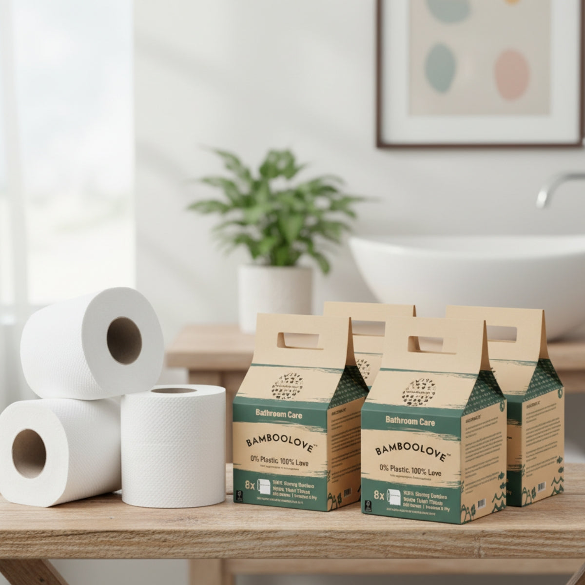 Bamboo 3 Ply-Toilet Roll GrabBag | 96 rolls