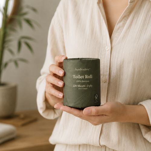 Holding a bamboolove toilet roll